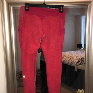 Red Lululemon leggings workout pants